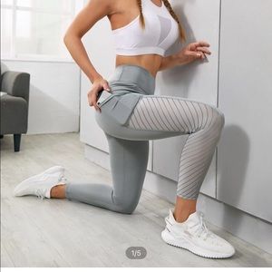 Shein gray & black mesh leggings